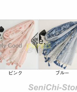 ストール レディース 大判 夏用 UVカット 日よけ 総柄 プリント タッセル付き マフラー 肩掛け カーディガン 綿麻 春夏秋冬 紫外線対策 薄手  おしゃれ