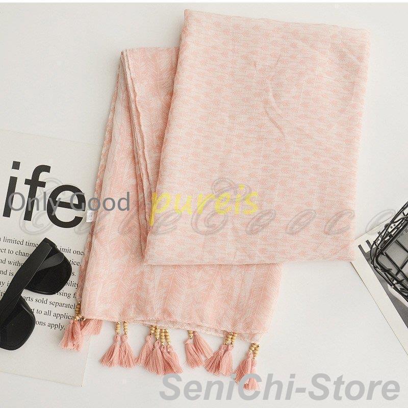 ストール レディース 大判 夏用 UVカット 日よけ 総柄 プリント タッセル付き マフラー 肩掛け カーディガン 綿麻 春夏秋冬 紫外線対策 薄手 おしゃれ - 画像 (4)