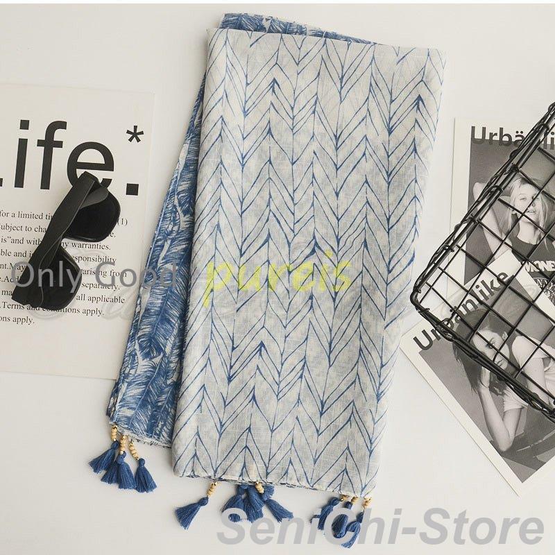 ストール レディース 大判 夏用 UVカット 日よけ 総柄 プリント タッセル付き マフラー 肩掛け カーディガン 綿麻 春夏秋冬 紫外線対策 薄手 おしゃれ - 画像 (6)