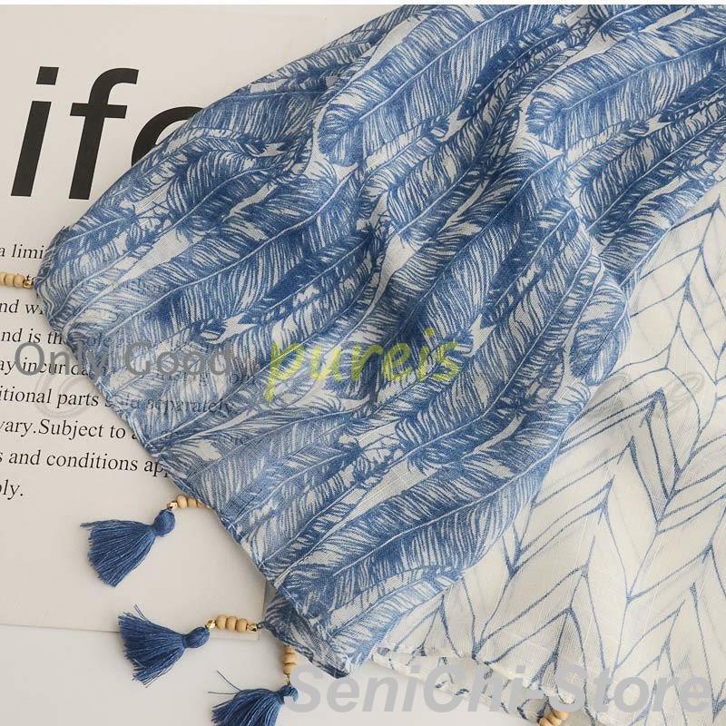 ストール レディース 大判 夏用 UVカット 日よけ 総柄 プリント タッセル付き マフラー 肩掛け カーディガン 綿麻 春夏秋冬 紫外線対策 薄手 おしゃれ - 画像 (9)