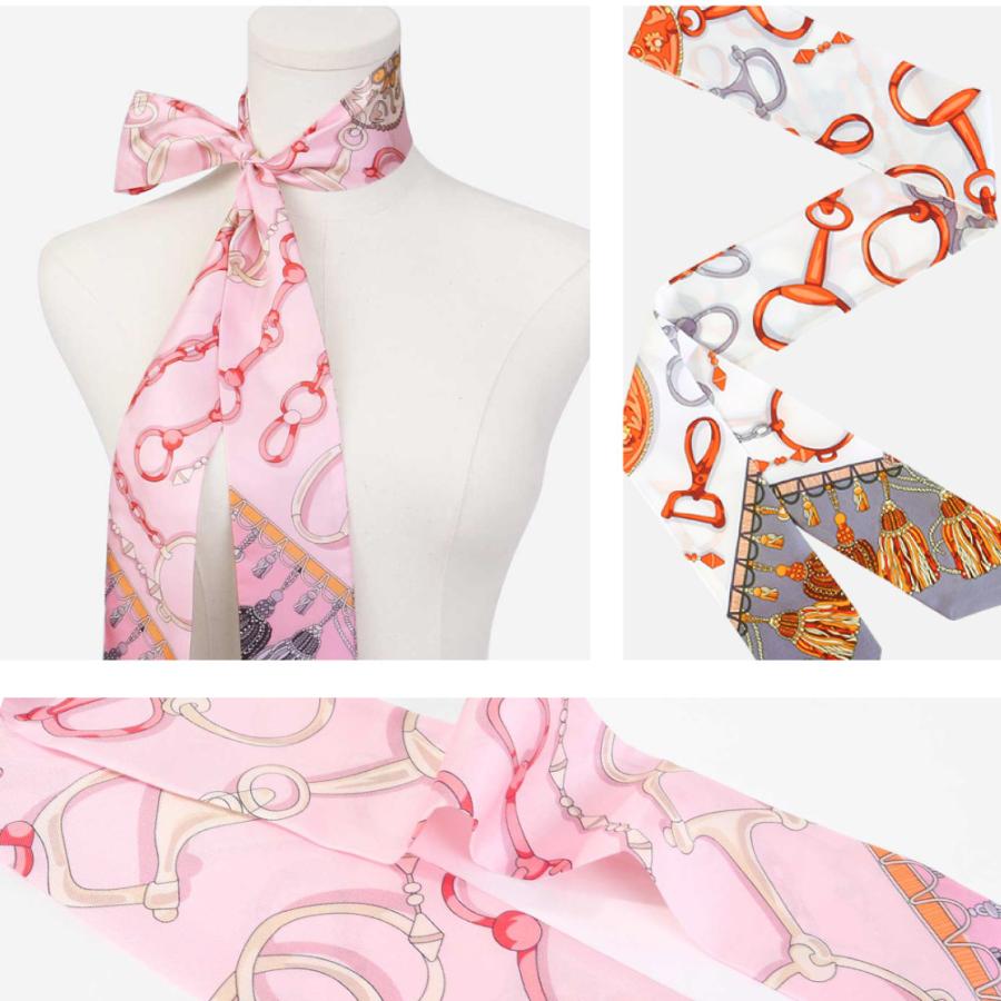 シルク スカーフ リボンスカーフ 送料無料 ネッカチーフ 6A級シルク100% 12匁 絹 silk プレゼント 誕生日 バッグ おしゃれ かわいい - 画像 (6)