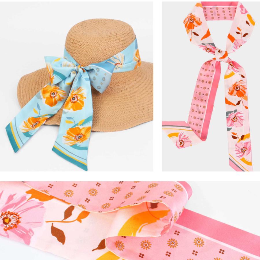 シルク スカーフ リボンスカーフ 送料無料 ネッカチーフ 6A級シルク100% 12匁 絹 silk プレゼント 誕生日 バッグ おしゃれ かわいい - 画像 (9)