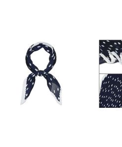 uxcell プリーツ スカーフ ネッカチーフ リボン ドット柄 髪飾り バンダナ ヘッドバンド レディース ブラック 110x45cm