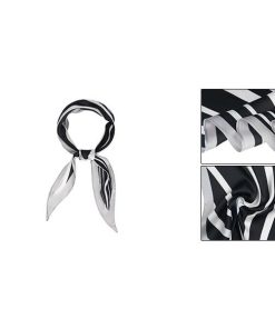 uxcell スカーフ ネッカチーフ ひし形 リボン ストライプ柄 髪飾り バンダナ ヘッドバンド レディース ブラック 110x33cm