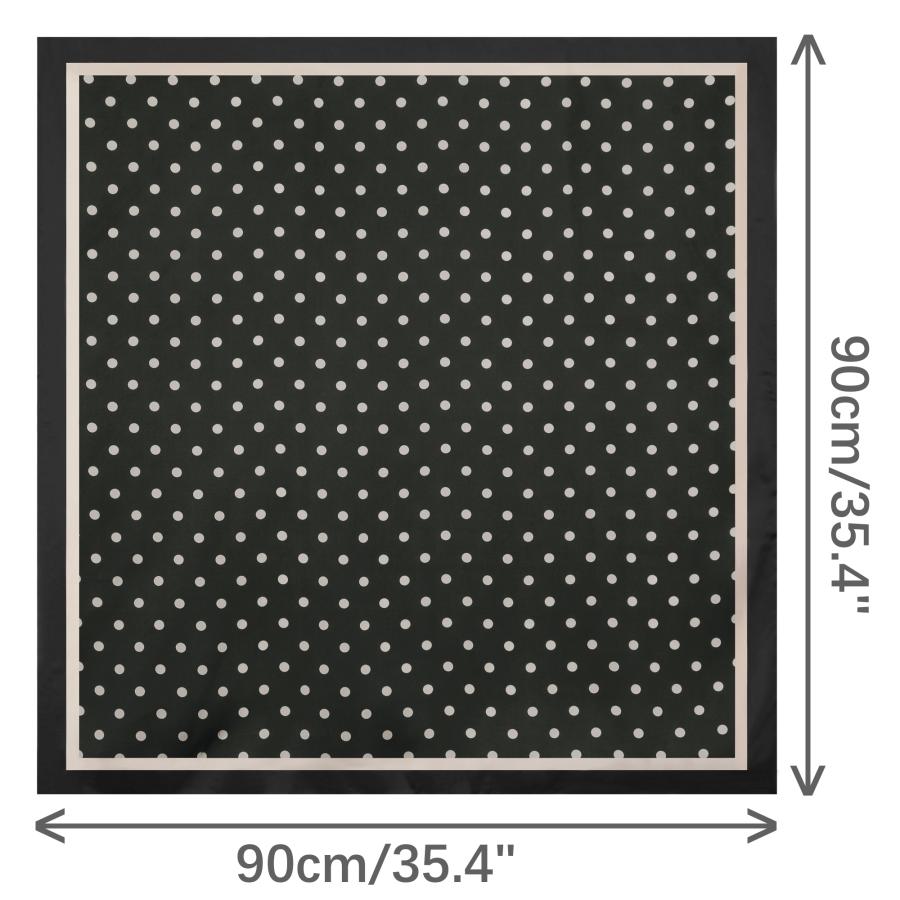 uxcell Elerevyo スカーフ 女性 水玉模様 大判 サテン 90x90cm シルクのような スクエア ネッカチーフ ブラック - 画像 (3)