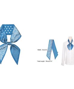 Elerevyo レディース ペイズリー柄 ドット柄 スキニーロングスカーフ サテンシルクリボン ヘアバンド ネッカチーフ ネックスカーフ ピーコック