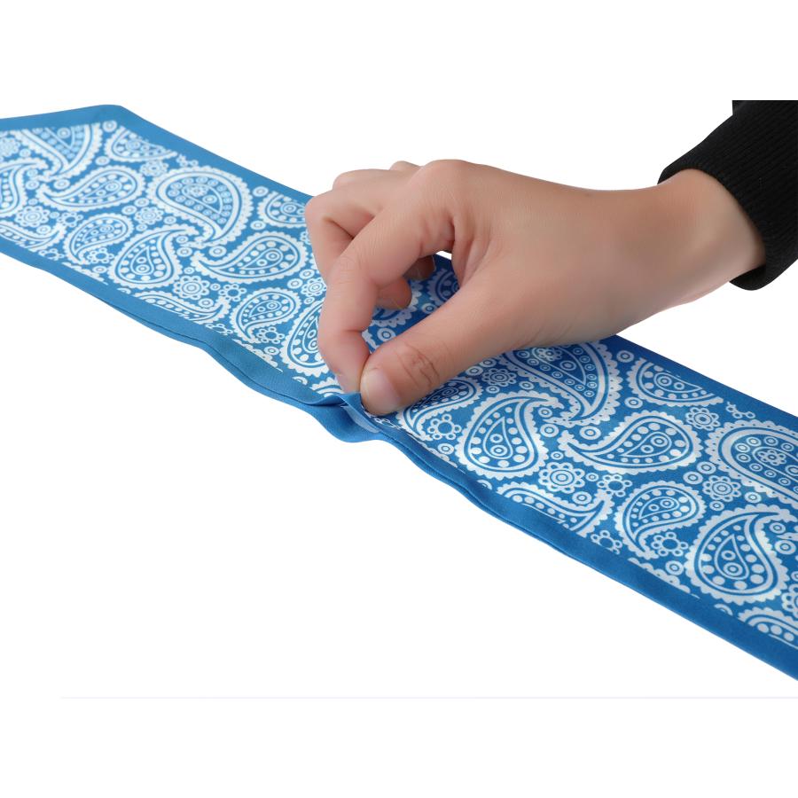 Elerevyo レディース ペイズリー柄 ドット柄 スキニーロングスカーフ サテンシルクリボン ヘアバンド ネッカチーフ ネックスカーフ ピーコック - 画像 (4)