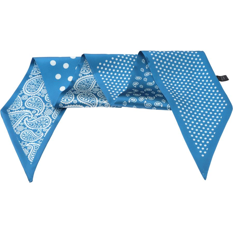 Elerevyo レディース ペイズリー柄 ドット柄 スキニーロングスカーフ サテンシルクリボン ヘアバンド ネッカチーフ ネックスカーフ ピーコック - 画像 (5)