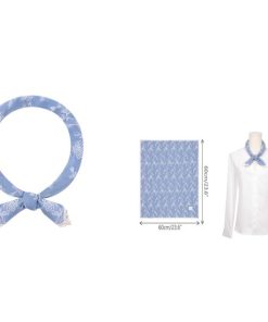 Elerevyo レディース 花柄プリント コットンリネン スカーフ 花柄レーストリム スクエア ヘッドスカーフ ネッカチーフ フラワーブルー 60x