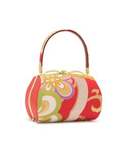 SOUBIEN 草履バッグセット 成人式 草履 バッグ 赤 レッド 金色 白 ねじり梅 花 菱文 撥水加工 京都西陣織 正絹 振袖向き 日本製 フリー 送料無料