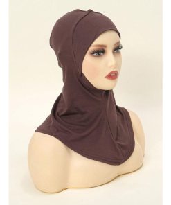 アクセサリー レディース スカーフ ファッショナブルな女性用アバヤアクセサリー　無地 伸縮性あご覆い ニット帽子スカーフセット ヘ