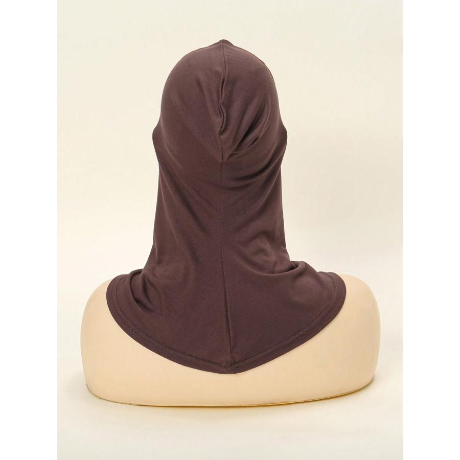 アクセサリー レディース スカーフ ファッショナブルな女性用アバヤアクセサリー 無地 伸縮性あご覆い ニット帽子スカーフセット ヘ - 画像 (2)