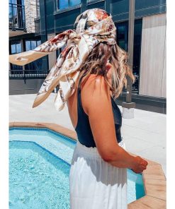 アクセサリー レディース スカーフ 1個 バンダナ 金色 ダイジー フローラル シフォン 日除け カジュアル