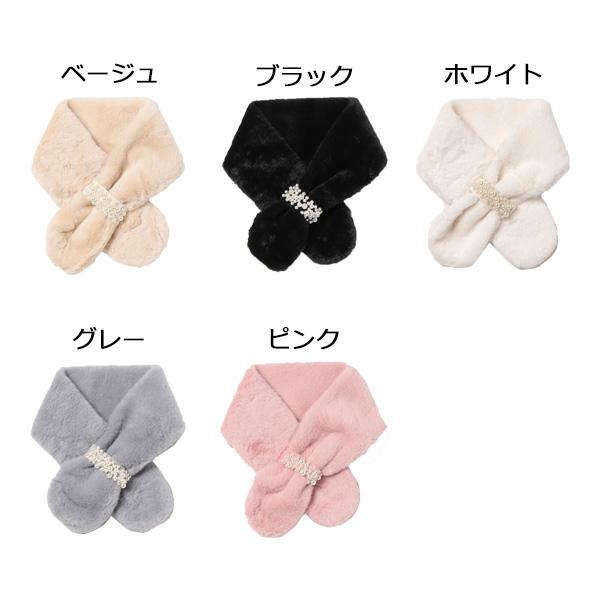 STYLEBLOCK ティペット マフラー パール付き 無地 レディース