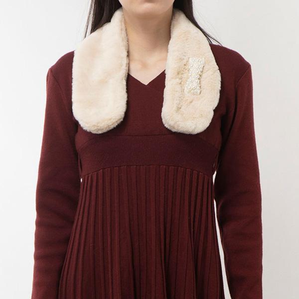 STYLEBLOCK ティペット マフラー パール付き 無地 レディース - 画像 (3)