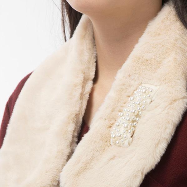 STYLEBLOCK ティペット マフラー パール付き 無地 レディース - 画像 (4)