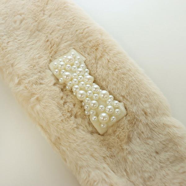 STYLEBLOCK ティペット マフラー パール付き 無地 レディース - 画像 (5)