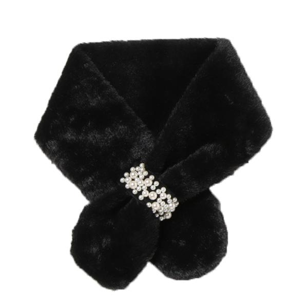 STYLEBLOCK ティペット マフラー パール付き 無地 レディース - 画像 (6)