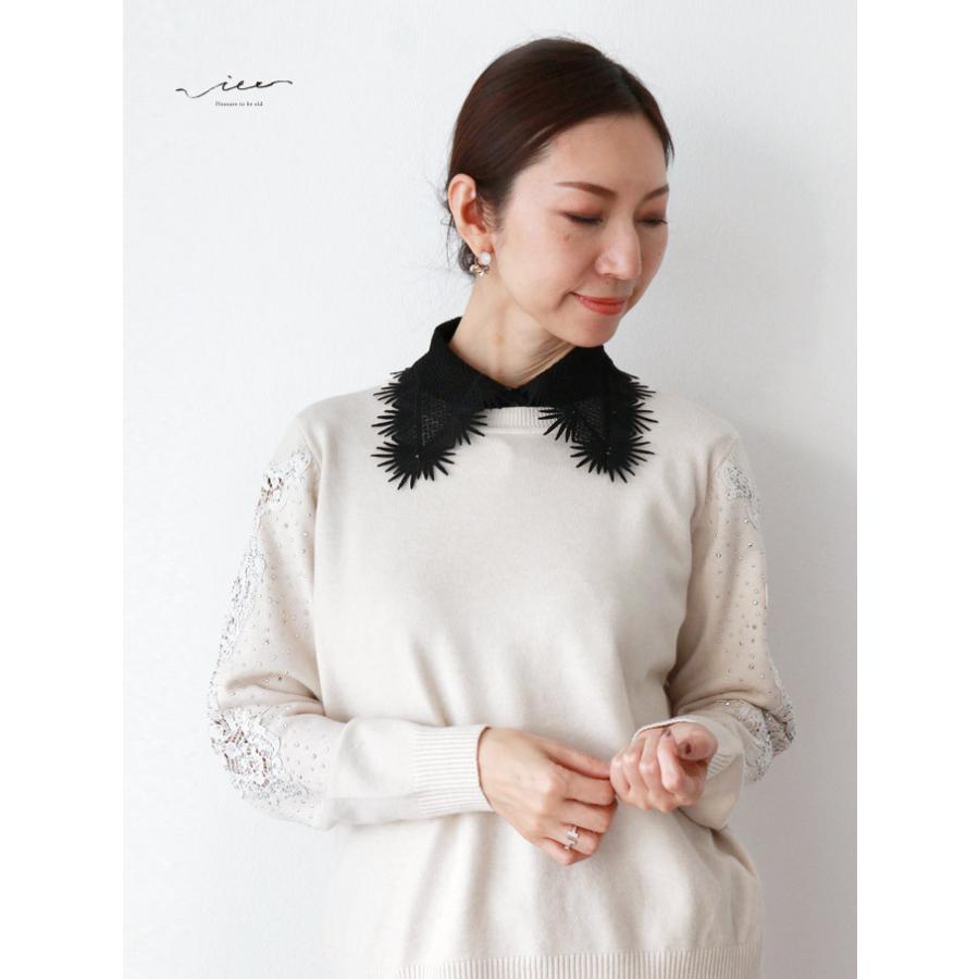 Vieo 付け襟 襟 美しく 魅せる 華 の つけ襟 レディース きれいめ シンプル ミセス 上品 刺繍 40代 50代 60代 ヴィオ - 画像 (5)