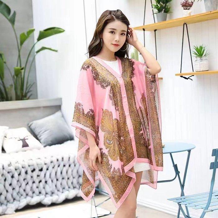 ストール 大判 シフォン ポンチョ レディース ショール 4way 肩掛け エスニック柄 ポンチョコート 薄手 - 画像 (8)