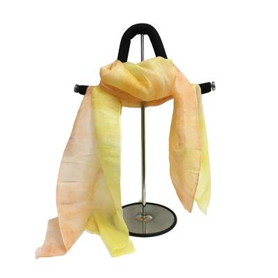 ふるさと納税 京丹後市 シルク100% 『ぼかし染めストール 』黄色×オレンジ系 45cm×175cm 上品で優しい肌触り