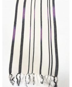 ふるさと納税 久留米市 久留米絣ストール(白/黒紫グラデーション)